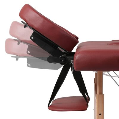 Rött vikbart massagebord med 3 zoner och träram