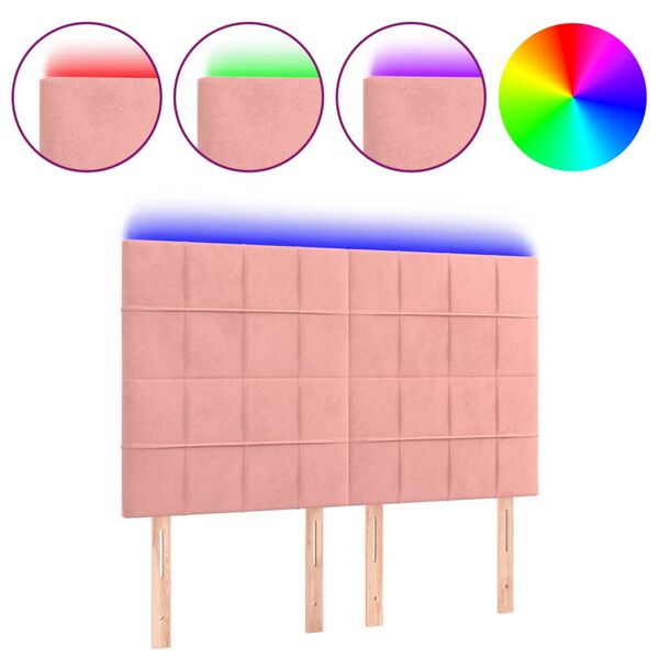 vidaXL S&auml;nggavel LED rosa 144x5x118/128 cm sammet