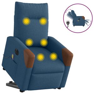 vidaXL Elektrisk massagef&aring;t&ouml;lj med uppresningshj&auml;lp bl&aring; tyg