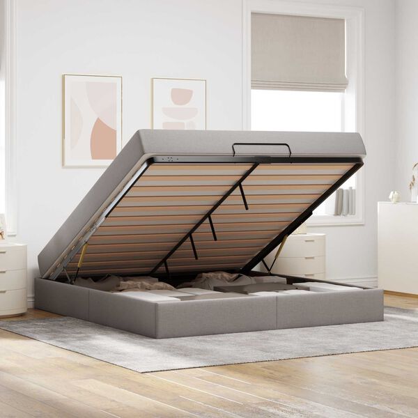 vidaXL S&auml;ngram med madrass med madrass 2 pcs Taupe tyg