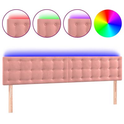 vidaXL Sänggavel LED rosa 160x5x78/88 cm sammet