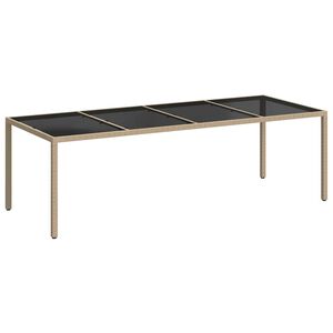 vidaXL Tr&auml;dg&aring;rdsbord beige 250x100x75 cm h&auml;rdat glas och konstrotting
