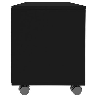 vidaXL Tv-bänk med hjul svart 90x35x35 cm konstruerat trä