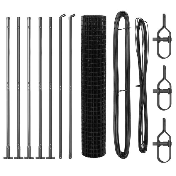 vidaXL Staket med stolpar Gr&aring; 1.6 x 10 m St&aring;l