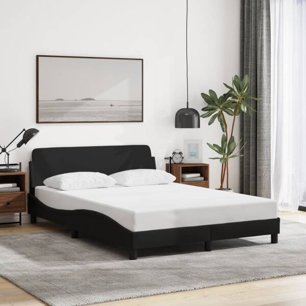 vidaXL Bed Frame "Dover" Black 140x190 cm Fabric