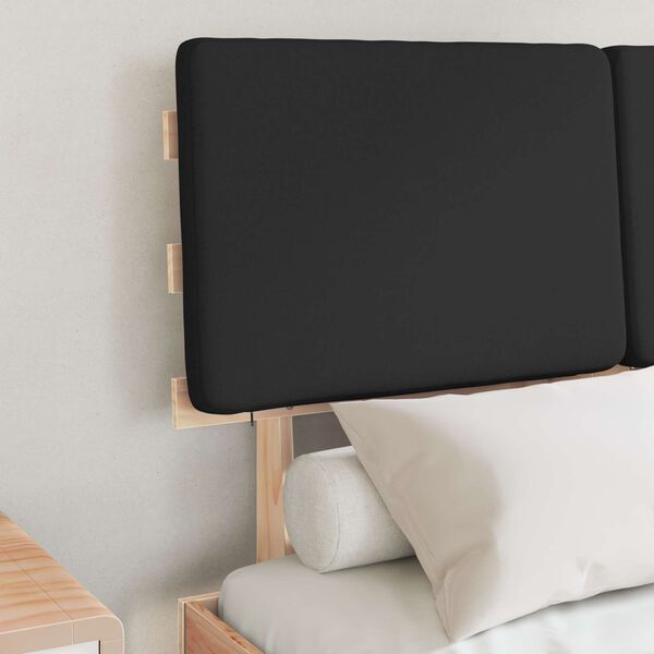 vidaXL S&auml;ngram med Kl&auml;dd Huvudgavel Svart 120 x 200 cm Massiv furu