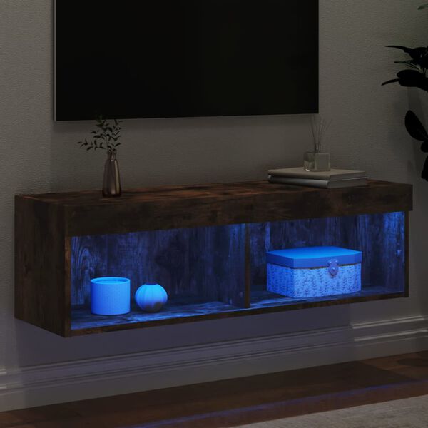 vidaXL Tv-b&auml;nk med LED-belysning r&ouml;kf&auml;rgad ek 100x30x30 cm