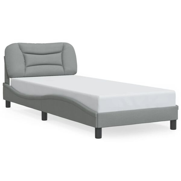 vidaXL Bed Frame without Mattress "Hvar" Light Grey 90x190 cm Fabric