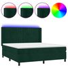 vidaXL Rams&auml;ng med madrass & LED m&ouml;rkgr&ouml;n 160x200 cm sammet