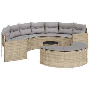 vidaXL Loungegrupp f&ouml;r tr&auml;dg&aring;rden 3 delar beige halvrund konstrotting