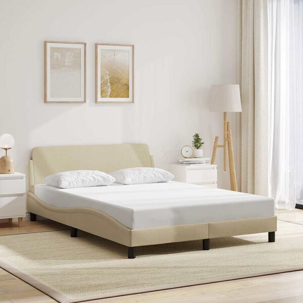 vidaXL Bed Frame "Dover" Cream 140x190 cm Fabric