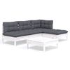 vidaXL Loungegrupp med dynor 5 delar vit massiv furu