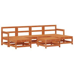 vidaXL Tr&auml;dg&aring;rd loungem&ouml;bler 7 pcs VaxBrun Massivt furu