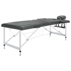 vidaXL Massageb&auml;nk med 2 zoner aluminiumram antracit 186x68 cm