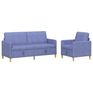 vidaXL Soffgrupp med f&ouml;rvaring 2 st Jeansbl&aring; Polyester
