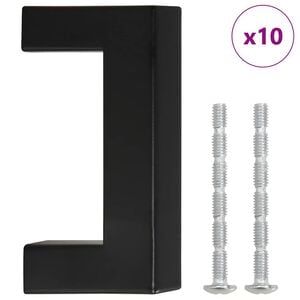 vidaXL Sk&aring;phandtag 10 st svart 64 mm rostfritt st&aring;l