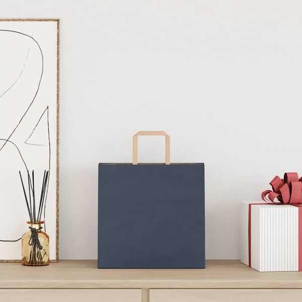 vidaXL Pappersp&aring;sar 50 st med handtag bl&aring; 26x17x25 cm