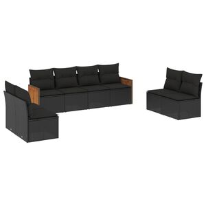 vidaXL Loungegrupp f&ouml;r tr&auml;dg&aring;rden med dynor 8 delar svart konstrotting
