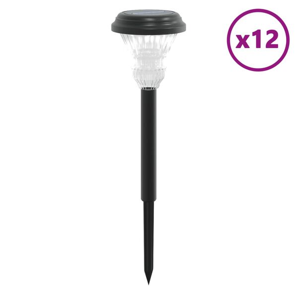 vidaXL Soldrivna gånglampor med markspett 12 st vit