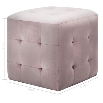 vidaXL Sängbord 2 st rosa 30x30x30 cm sammetstyg