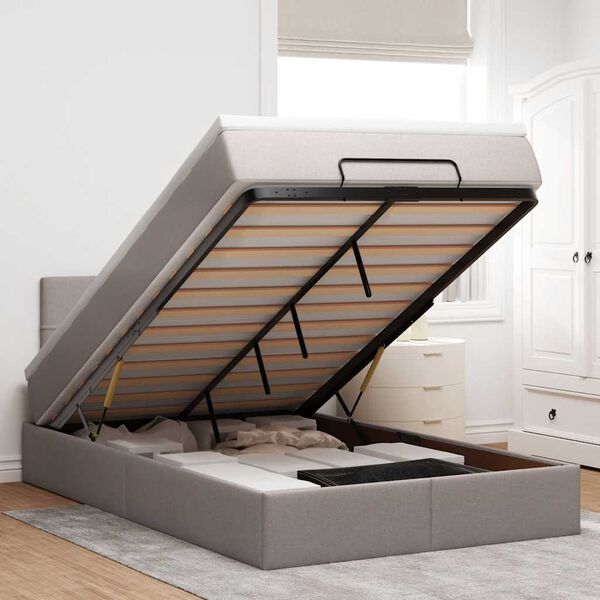 vidaXL Ottoman s&auml;ngram med madrass taupe 120x200 cm tyg