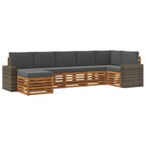 vidaXL Sektionsoffgrupp med kudde 7 pcs Naturlig och Antracit