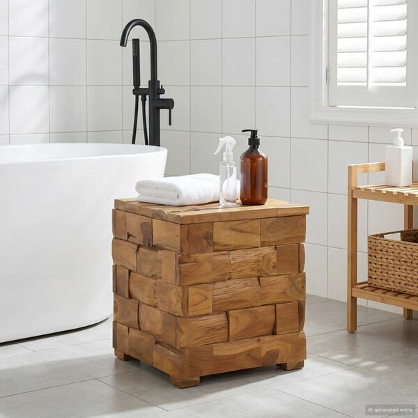 vidaXL F&ouml;rvaringspall Brun 40 x 40 x 45 cm Massivt teaktr&auml;