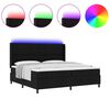 vidaXL LED Box Säng med madrass med huvudgavel Svart 200 x 200 cm tyg