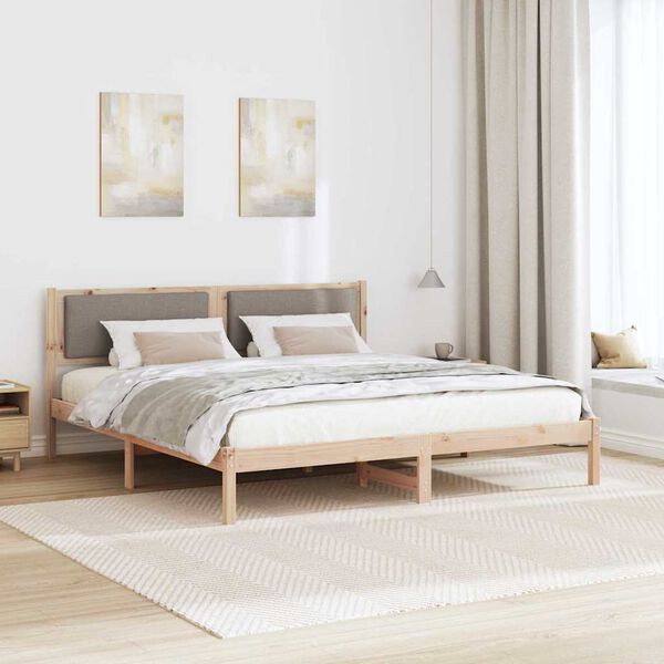 vidaXL S&auml;ngram med huvudgavel Taupe 180 x 200 cm Massiv furu