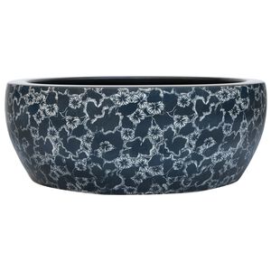 vidaXL Handfat svart och bl&aring; rund &Phi;41x14 cm keramik