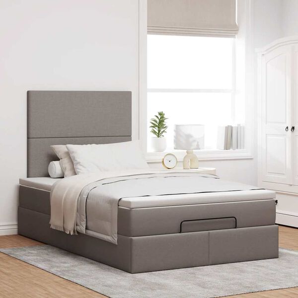 vidaXL Ottoman s&auml;ngram med madrass taupe 120x200 cm tyg