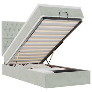 vidaXL Ottoman s&auml;ngram med madrasser ljusgr&aring; 90x200 cm sammet