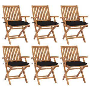 vidaXL Hopf&auml;llbara tr&auml;dg&aring;rdsstolar med dynor 6 st massiv teak