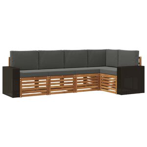 vidaXL Utomhussoffset 5 st Naturlig och Antracit Polyester