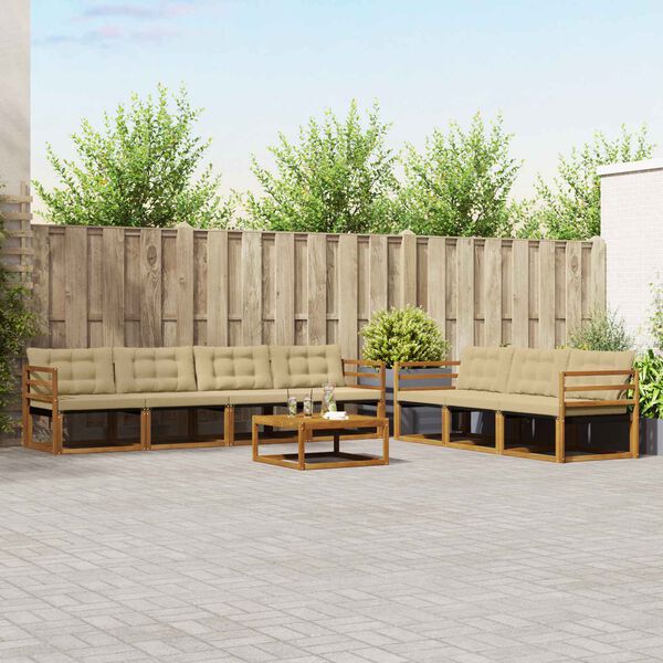 vidaXL Utomhussoffset med kudde 8 pcs Naturlig och Beige
