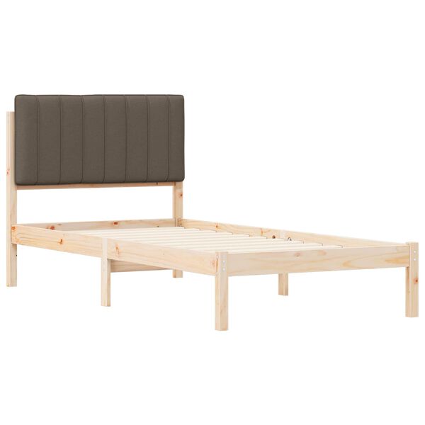 vidaXL S&auml;ngram med Kl&auml;dd Huvudgavel Taupe 90 x 190 cm Massiv furu