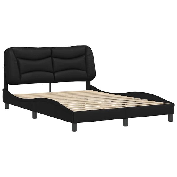 vidaXL Bed Frame without Mattress "Hvar" Black 140x190 cm Faux Leather