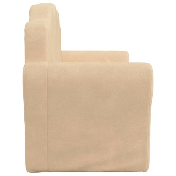 vidaXL Barnsoffa 2-sits gräddvit mjuk plysch