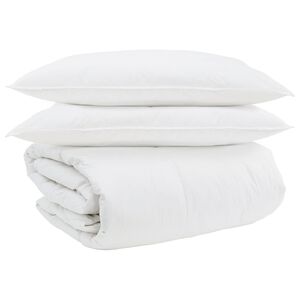 vidaXL T&auml;ckeset med kudde 3 pcs Vit Dunfj&auml;der