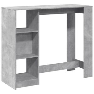 vidaXL Barbord med hylla betonggr&aring; 124x46x103,5 cm konstruerat tr&auml;