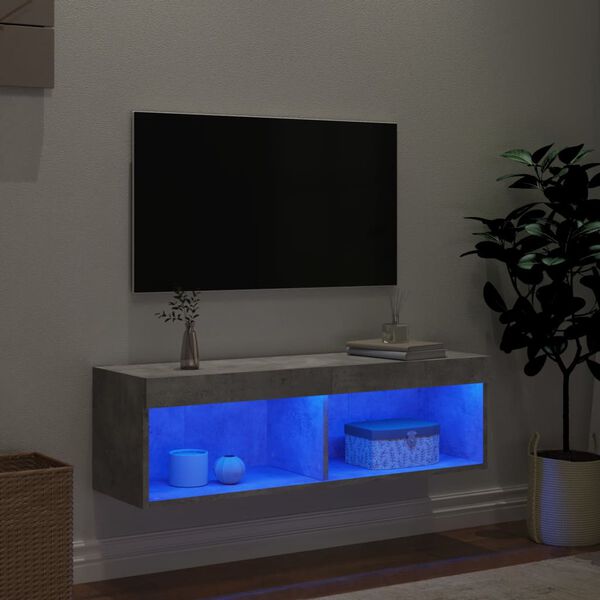 vidaXL Tv-b&auml;nk med LED-belysning betonggr&aring; 100x30x30 cm