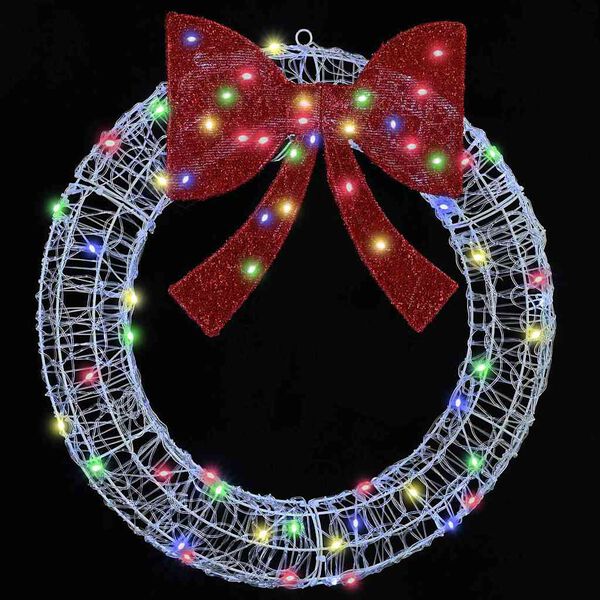 vidaXL Krans med 60 LED-lampor Flerf&auml;rgsdesign 76 x 8.5 x 76 cm Akryl