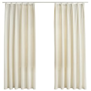 vidaXL M&ouml;rkl&auml;ggningsgardiner 2 st m. krokar sammet gr&auml;ddvit 140x175 cm