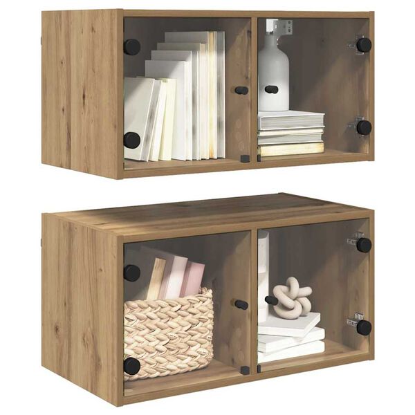 vidaXL V&auml;ggsk&aring;p 2 pcs Artisan Ek 68 x 37 x 35 cm Konstruerat tr&auml;