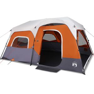 vidaXL Familjet&auml;lt 9 personer med LEDs gr&aring;&orange snabbrest
