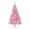 vidaXL Konstgjord F&ouml;rbelyst Julgran med 300 LED-lampor Rosa 180 cm PVC