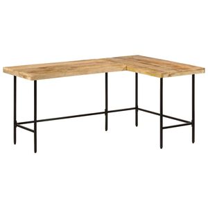 vidaXL Skrivbord 165x110x77 cm massivt mangotr&auml; och j&auml;rn