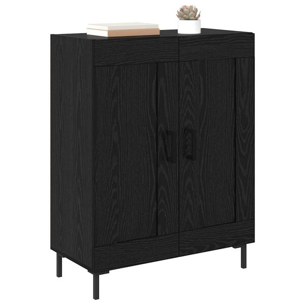 vidaXL Sideboard Svart Ek 69,5 x 34 x 90 cm Konstruerat tr&auml; och j&auml;rn