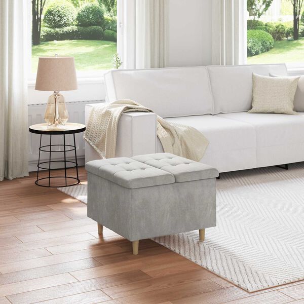 vidaXL F&ouml;rvaringspall med kudde Ljusgr&aring; 60 x 60 x 45 cm Sammet