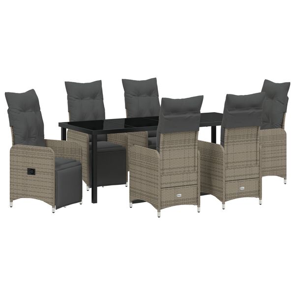 vidaXL Tr&auml;dg&aring;rdsm&ouml;belset med kudde 7 pcs Beige Poly rattan